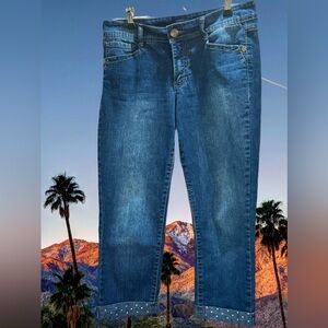 Bandolino Tatyana Jean Capris With Rhinestone Cuffs Size 6
